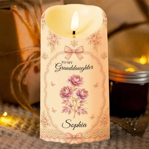 To My Granddaughter Once Upon A Time Flower Butterfly - Personalized Custom LED Candle - GDT739_LECA