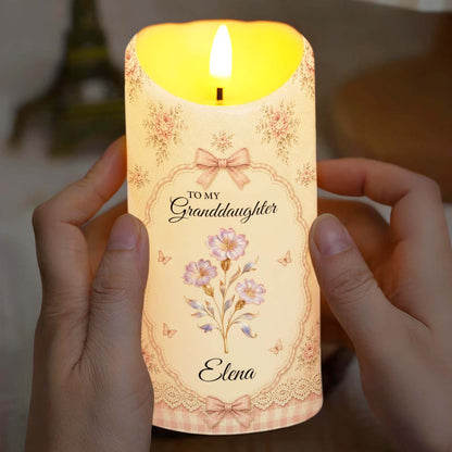 To My Granddaughter Once Upon A Time Flower Butterfly - Personalized Custom LED Candle - GDT739_LECA