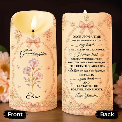 To My Granddaughter Once Upon A Time Flower Butterfly - Personalized Custom LED Candle - GDT739_LECA