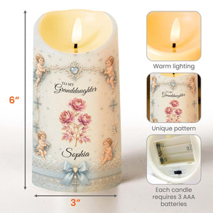 To My Granddaughter Once Upon A Time Flower And Cherub Angel - Personalized Custom LED Candle - GDT740_LECA