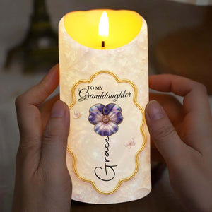 To My Granddaughter Never Forget I Love You Flower Butterfly - Personalized Custom LED Candle - GDT742_LECA