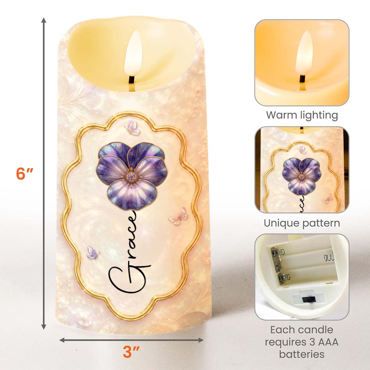 To My Granddaughter Always Remember Braver Stronger Smarter Flower Butterfly - Personalized Custom LED Candle - GDT743_LECA