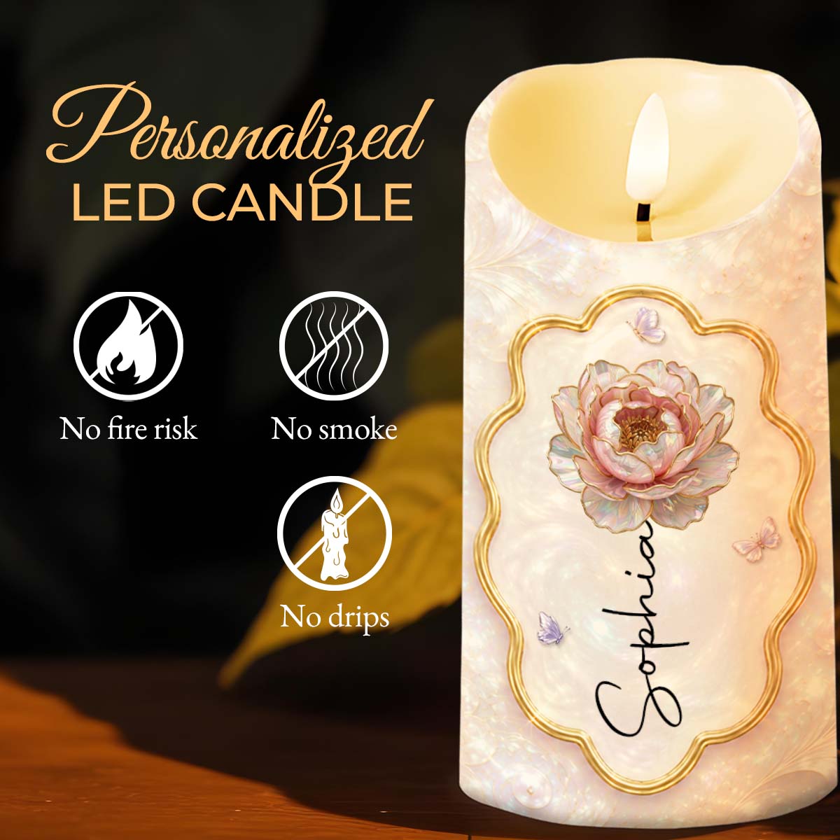 To My Granddaughter Always Remember Braver Stronger Smarter Flower Butterfly - Personalized Custom LED Candle - GDT743_LECA
