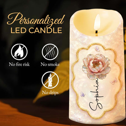 To My Granddaughter Always Remember Braver Stronger Smarter Flower Butterfly - Personalized Custom LED Candle - GDT743_LECA
