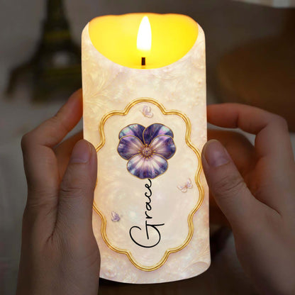 To My Granddaughter Always Remember Braver Stronger Smarter Flower Butterfly - Personalized Custom LED Candle - GDT743_LECA