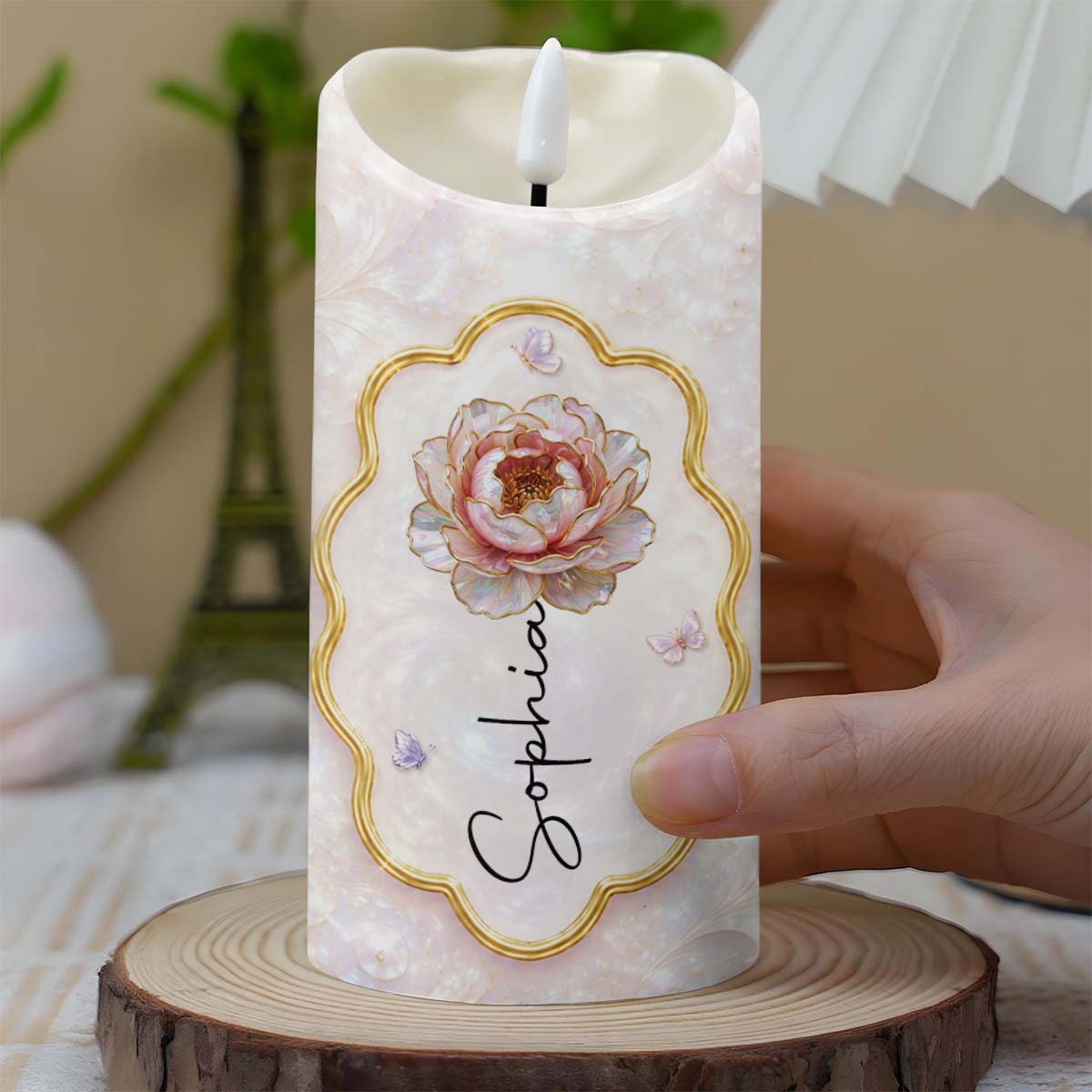 To My Granddaughter Always Remember Braver Stronger Smarter Flower Butterfly - Personalized Custom LED Candle - GDT743_LECA