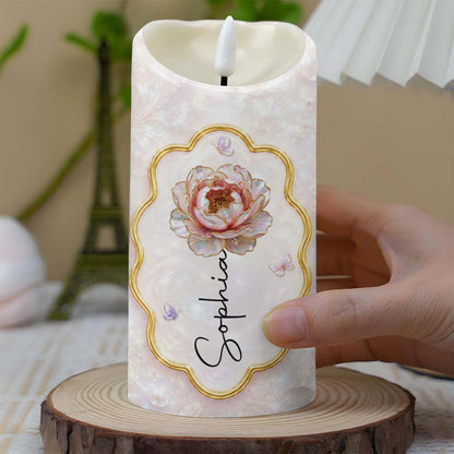 To My Granddaughter Always Remember Braver Stronger Smarter Flower Butterfly - Personalized Custom LED Candle - GDT743_LECA