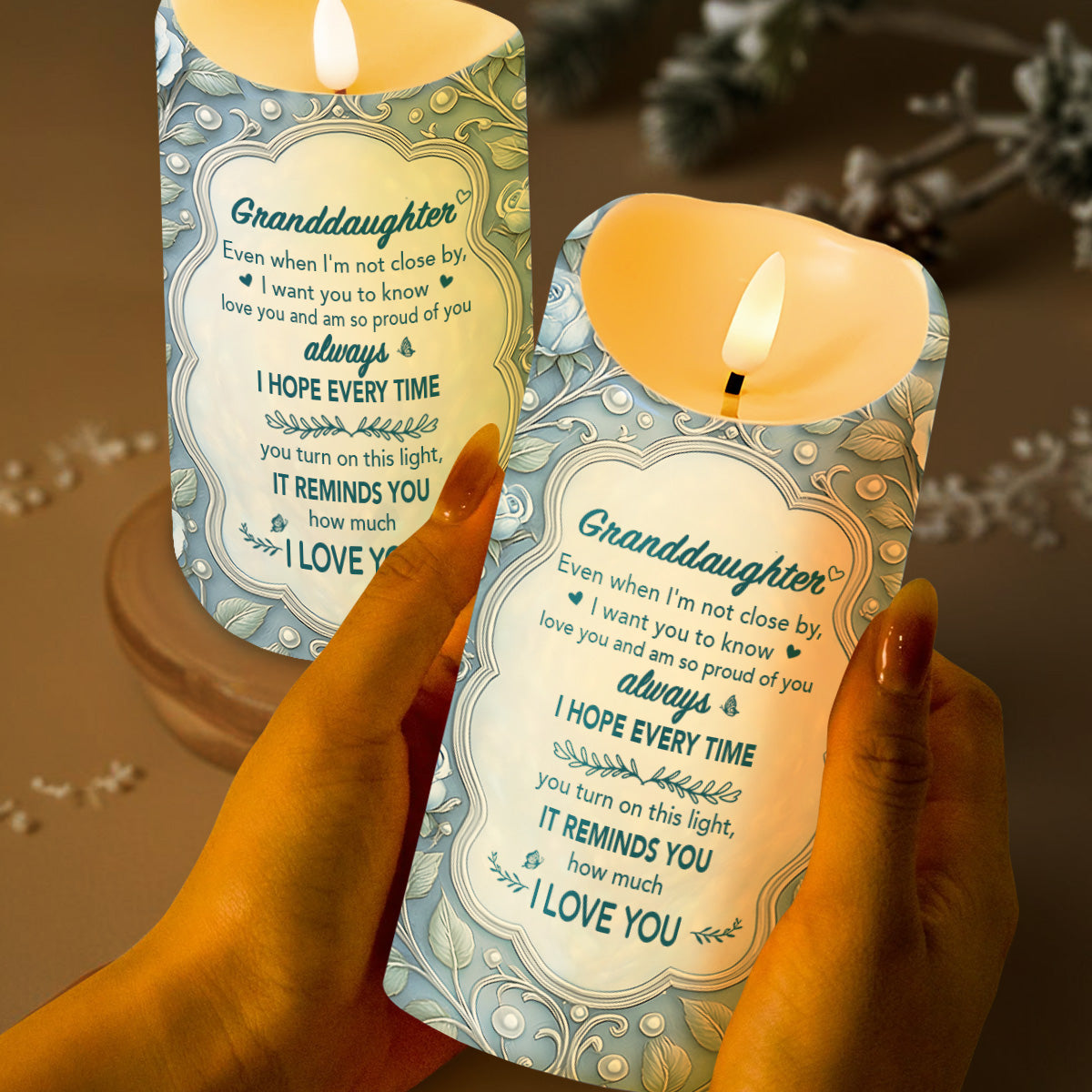 Granddaughter Even When I Am Not Close By Flowers Butterfly - Personalized Custom LED Candle - GDT744_LECA