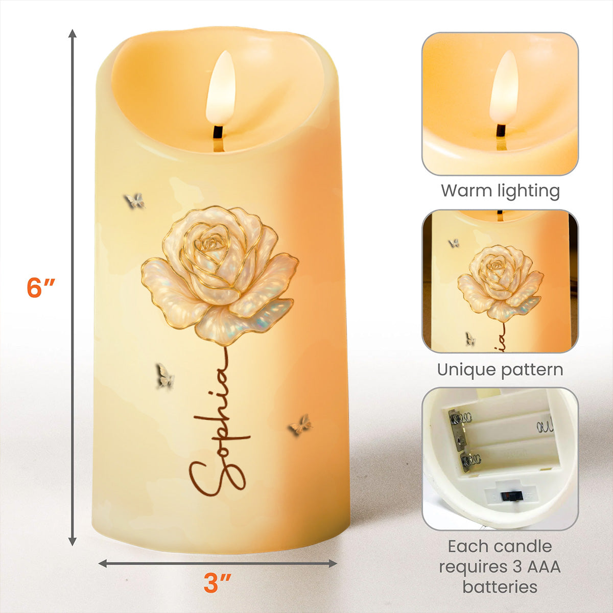 To My Granddaughter Be Strong Enough Rose Flower - Personalized Custom LED Candle - GDT747_LECA