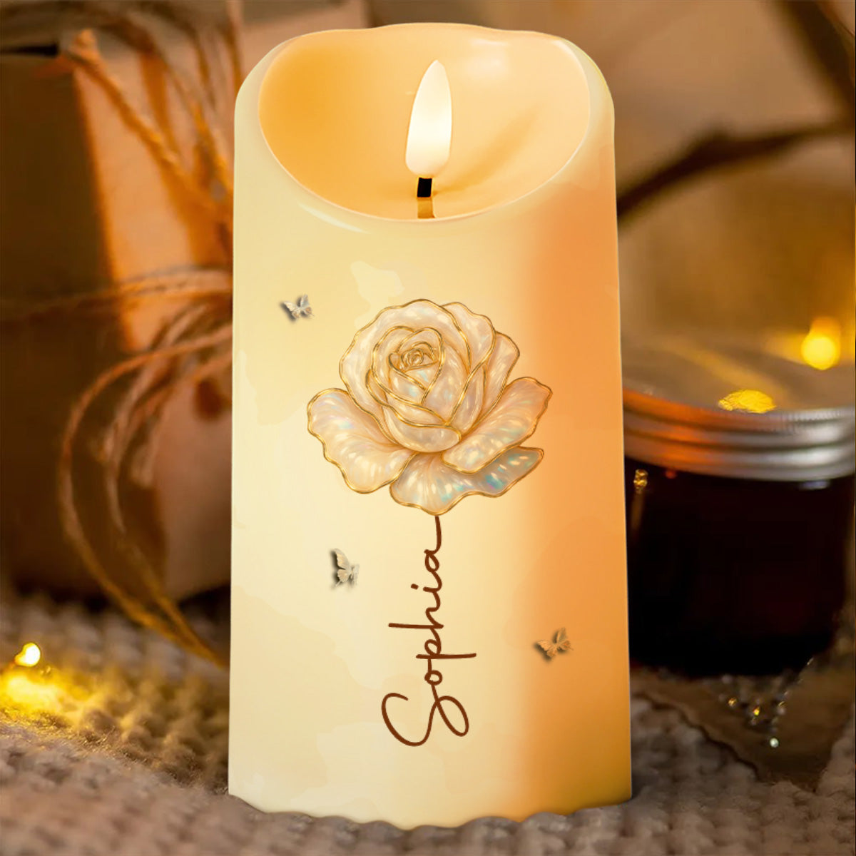 To My Granddaughter Be Strong Enough Rose Flower - Personalized Custom LED Candle - GDT747_LECA