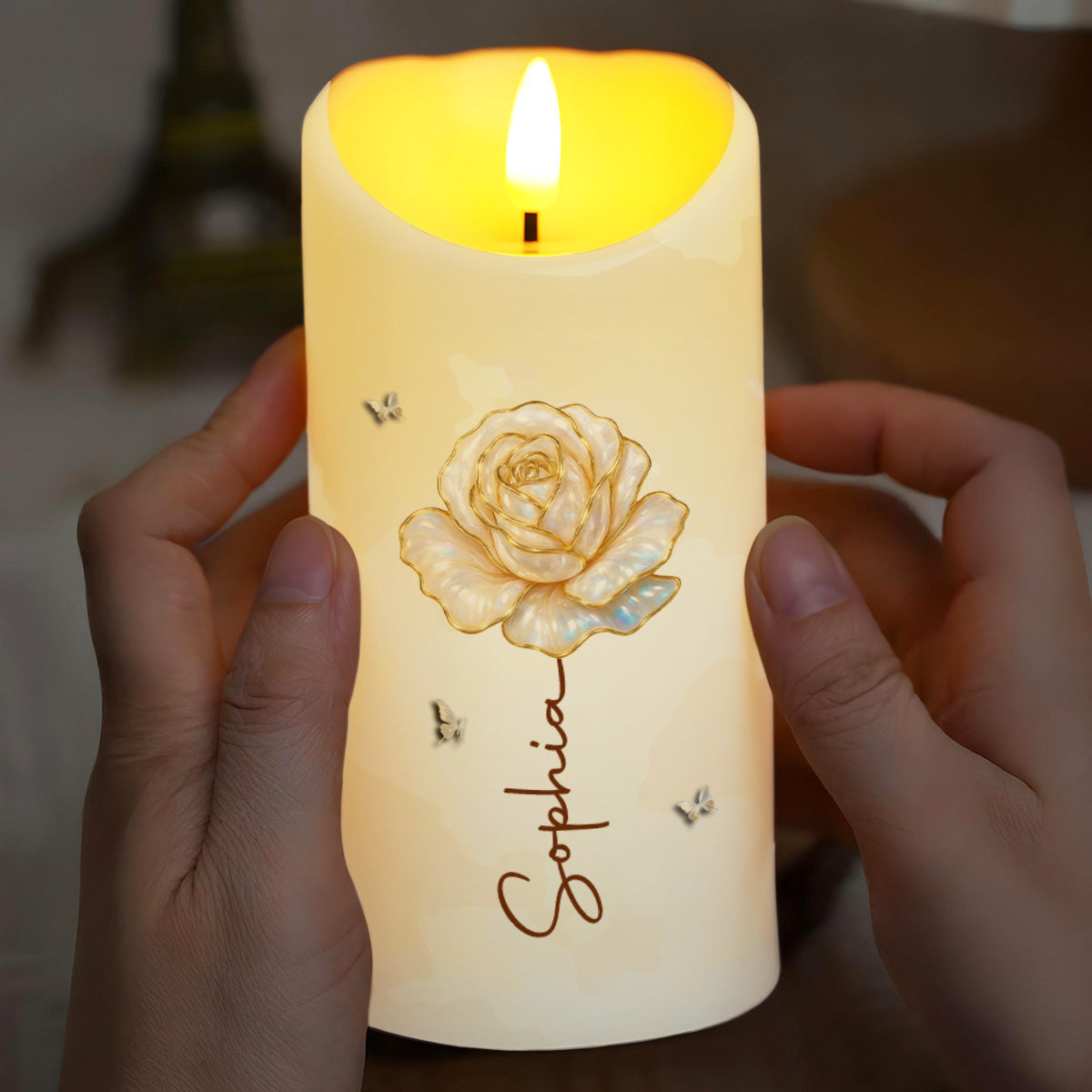 To My Granddaughter Be Strong Enough Rose Flower - Personalized Custom LED Candle - GDT747_LECA
