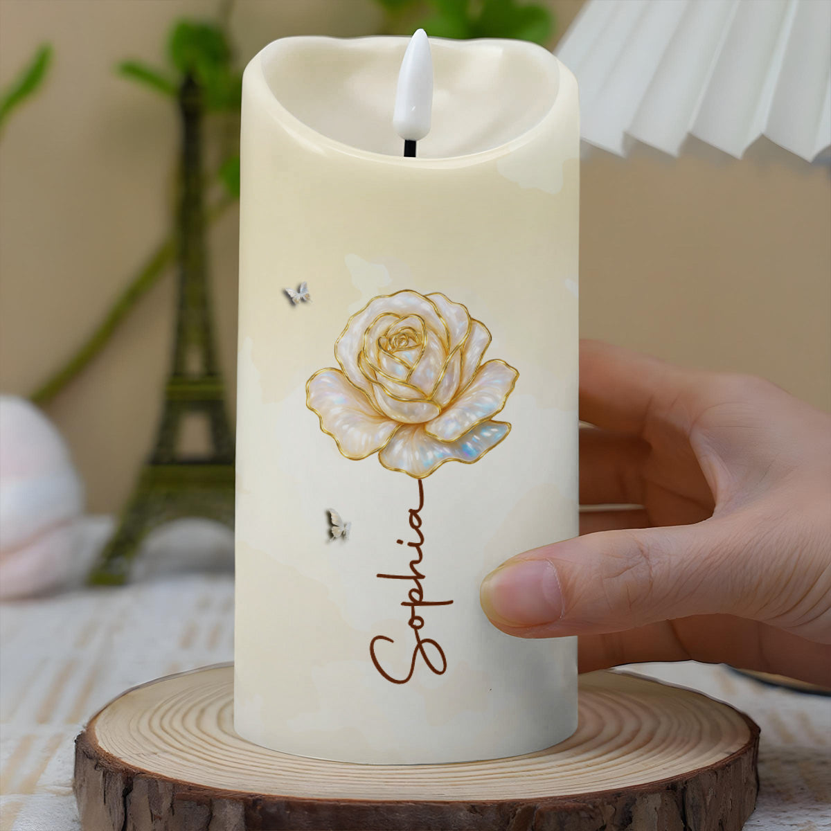 To My Granddaughter Be Strong Enough Rose Flower - Personalized Custom LED Candle - GDT747_LECA