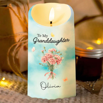 To My Granddaughter Remember Whose You Are Straighten Your Crown Flower Bouquet - Personalized Custom LED Candle - GDT753_LECA