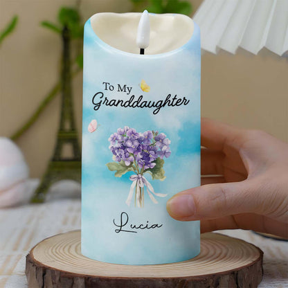 To My Granddaughter Remember Whose You Are Straighten Your Crown Flower Bouquet - Personalized Custom LED Candle - GDT753_LECA