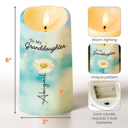 To My Granddaughter Straighten Your Crown Flower And Butterfly - Personalized Custom LED Candle - GDT754_LECA
