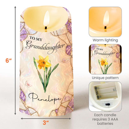 To My Granddaughter Once Upon A Time Birth Month Flower And Butterflies - Personalized Custom LED Candle - GDT756_LECA