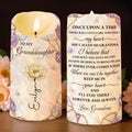 To My Granddaughter Custom Birth Month Flower Daisy Stained Glass Design - Personalized Custom LED Candle - GDT759_LECA