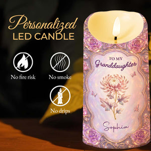 To My Granddaughter Straighten Your Crown Birth Month Flowers Roses - Personalized Custom LED Candle - GDT764_LECA