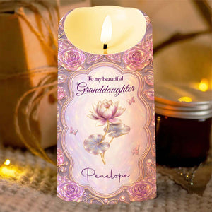 To My Beautiful Granddaughter Sparkle Wherever You Go Shining Star Purple Roses - Personalized Custom LED Candle - GDT765_LECA