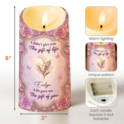 Life Gave Me The Gift Of You To My Granddaughter Rose Flower - Personalized Custom LED Candle - GDT766_LECA