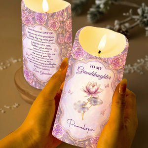 To My Granddaughter Never Forget I Love You Birth Month Flowers - Personalized Custom LED Candle - GDT767_LECA