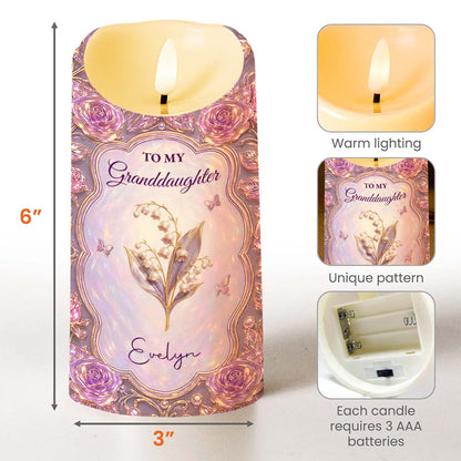 To My Granddaughter Never Forget I Love You Birth Month Flowers - Personalized Custom LED Candle - GDT767_LECA