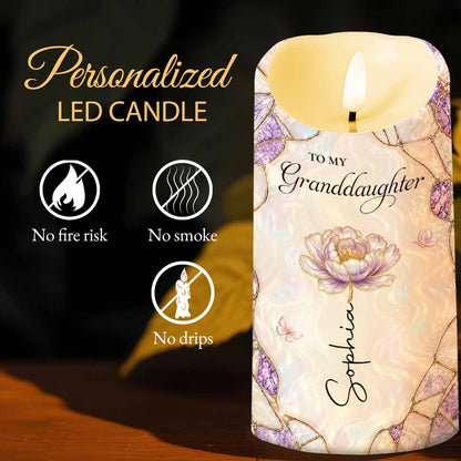 To My Granddaughter Never Forget That I Love You Flower Butterflies - Personalized Custom LED Candle - GDT774_LECA