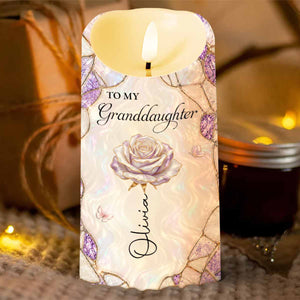 To My Granddaughter Once Upon A Time Flower And Butterflies - Personalized Custom LED Candle - GDT775_LECA