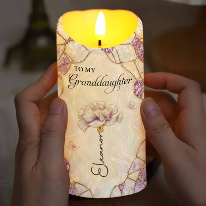 To My Granddaughter Once Upon A Time Flower And Butterflies - Personalized Custom LED Candle - GDT775_LECA