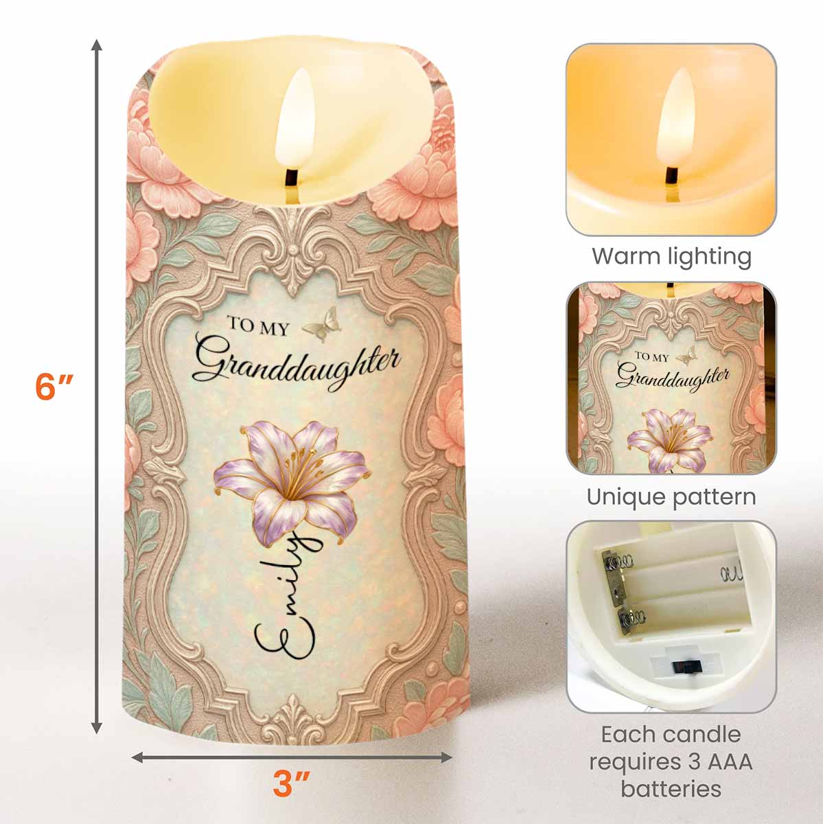 To My Granddaughter Once Upon A Time Birth Month Flower - Personalized Custom LED Candle - GDT777_LECA