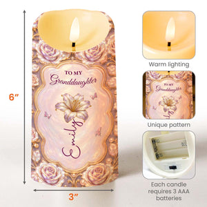 To My Granddaughter Never Forget I Love You Rose Flower - Personalized Custom LED Candle - GDT779_LECA