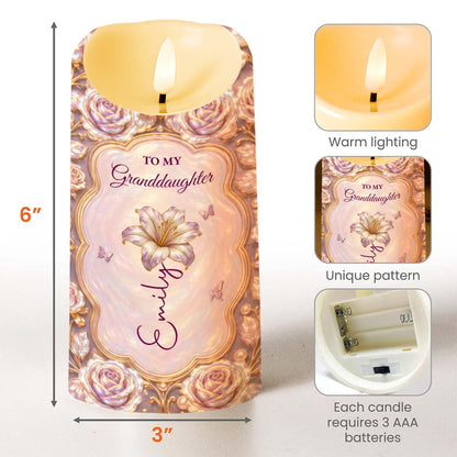 To My Granddaughter Never Forget I Love You Rose Flower - Personalized Custom LED Candle - GDT779_LECA