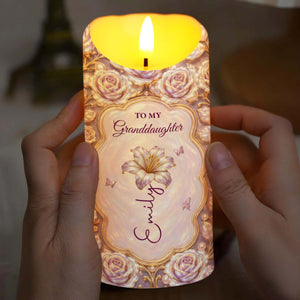 To My Granddaughter Never Forget I Love You Rose Flower - Personalized Custom LED Candle - GDT779_LECA