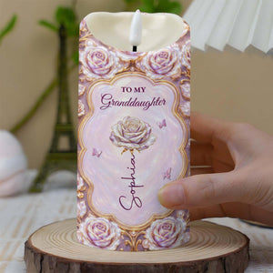 To My Granddaughter Never Forget I Love You Rose Flower - Personalized Custom LED Candle - GDT779_LECA