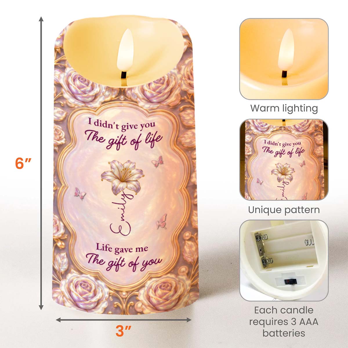 I Didn't Give You The Gift Of Life Rose Butterfly - Personalized Custom LED Candle - GDT781_LECA