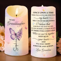 To My Granddaughter Once Upon A Time Butterfly Birth Month Flowers - Personalized Custom LED Candle - GDT791_LECA