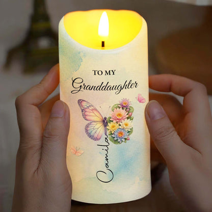 To My Granddaughter Once Upon A Time Butterfly And Flower - Personalized Custom LED Candle - GDT793_LECA