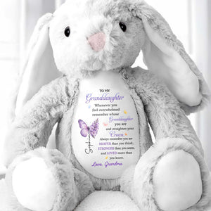 To My Granddaughter Straighten Your Crown Butterfly Flower Design - Personalized Stuffed Bunny - GDT794_BUN