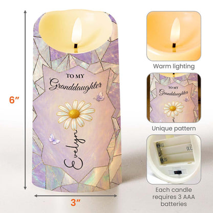 To My Granddaughter Once Upon A Time Flower Stained Glass - Personalized Custom LED Candle - GDT802_LECA