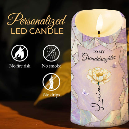 To My Granddaughter Once Upon A Time Flower Stained Glass - Personalized Custom LED Candle - GDT802_LECA