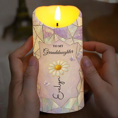 To My Granddaughter Once Upon A Time Flower Stained Glass - Personalized Custom LED Candle - GDT802_LECA