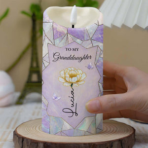To My Granddaughter Once Upon A Time Flower Stained Glass - Personalized Custom LED Candle - GDT802_LECA