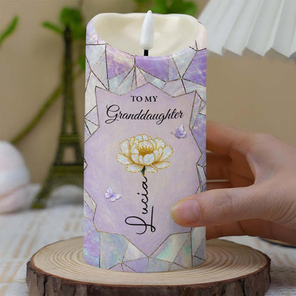 To My Granddaughter Once Upon A Time Flower Stained Glass - Personalized Custom LED Candle - GDT802_LECA