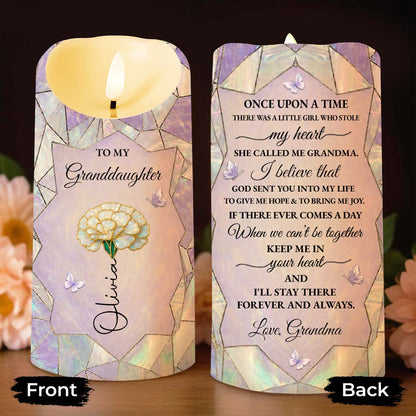 To My Granddaughter Once Upon A Time Flower Stained Glass - Personalized Custom LED Candle - GDT802_LECA