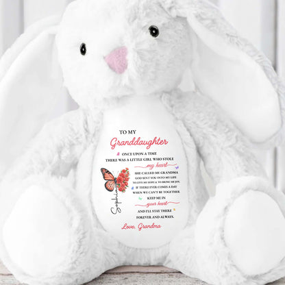To My Granddaughter Once Upon A Time Butterfly And Flowers - Personalized Stuffed Bunny - GDT804_BUN