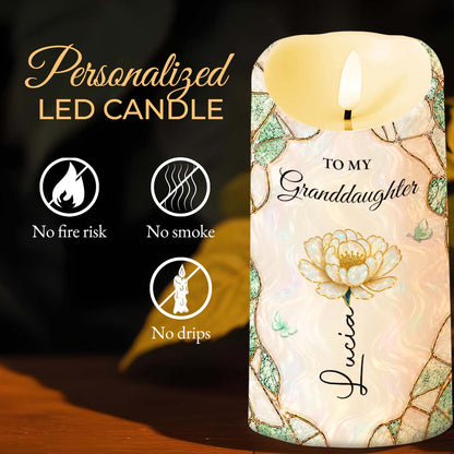 To My Granddaughter Once Upon A Time Flower Butterflies Pattern - Personalized Custom LED Candle - GDT805_LECA