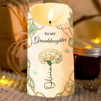To My Granddaughter Once Upon A Time Flower Butterflies Pattern - Personalized Custom LED Candle - GDT805_LECA