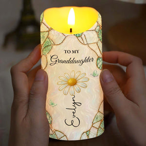 To My Granddaughter Once Upon A Time Flower Butterflies Pattern - Personalized Custom LED Candle - GDT805_LECA