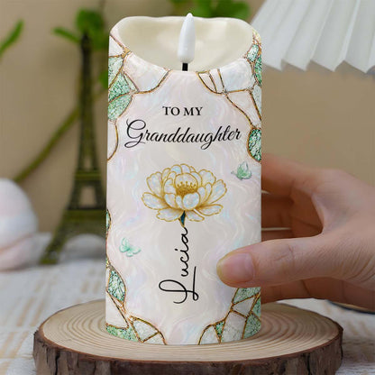 To My Granddaughter Once Upon A Time Flower Butterflies Pattern - Personalized Custom LED Candle - GDT805_LECA