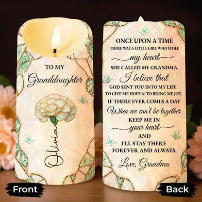 To My Granddaughter Once Upon A Time Flower Butterflies Pattern - Personalized Custom LED Candle - GDT805_LECA